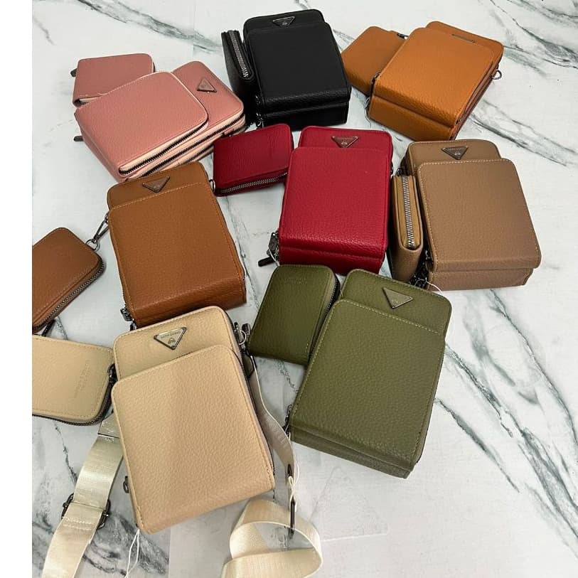 ￼Bolsa Feminina Transversal Porta Celular Modelo com Carteira kit