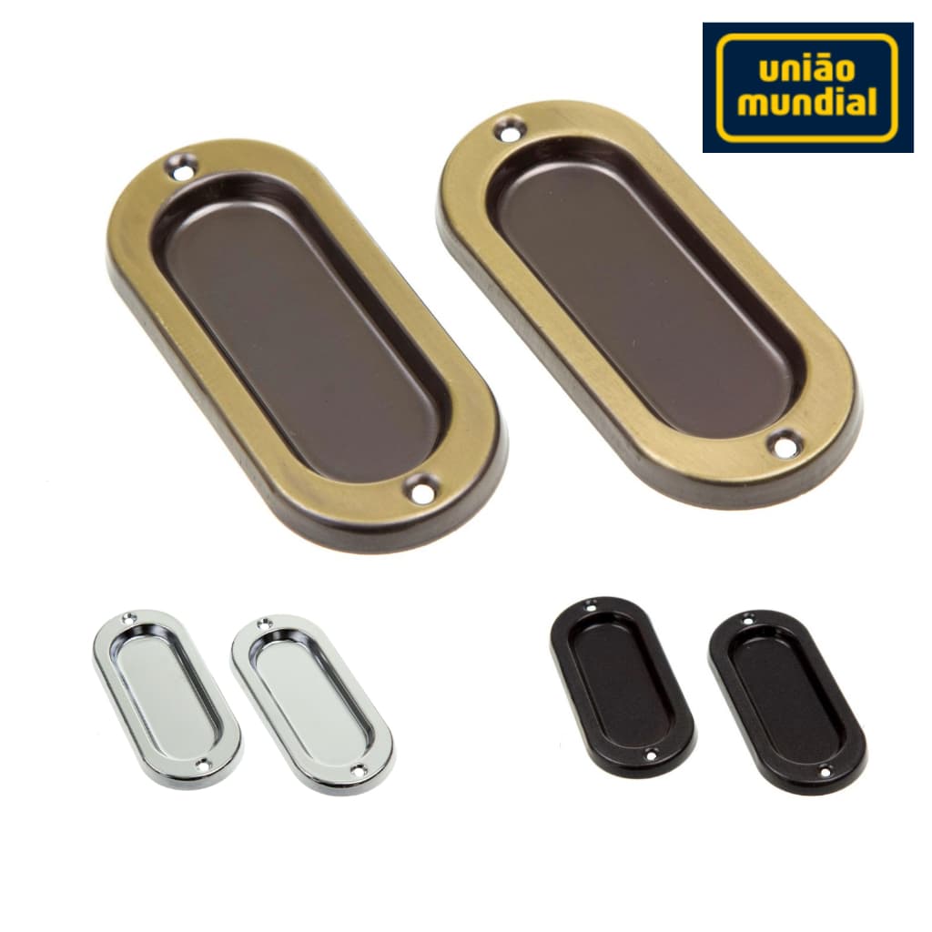 Puxador Concha de Sobrepor Uniao Mundial para Porta e Janela de Correr em Madeira Aco Aluminio 1 par