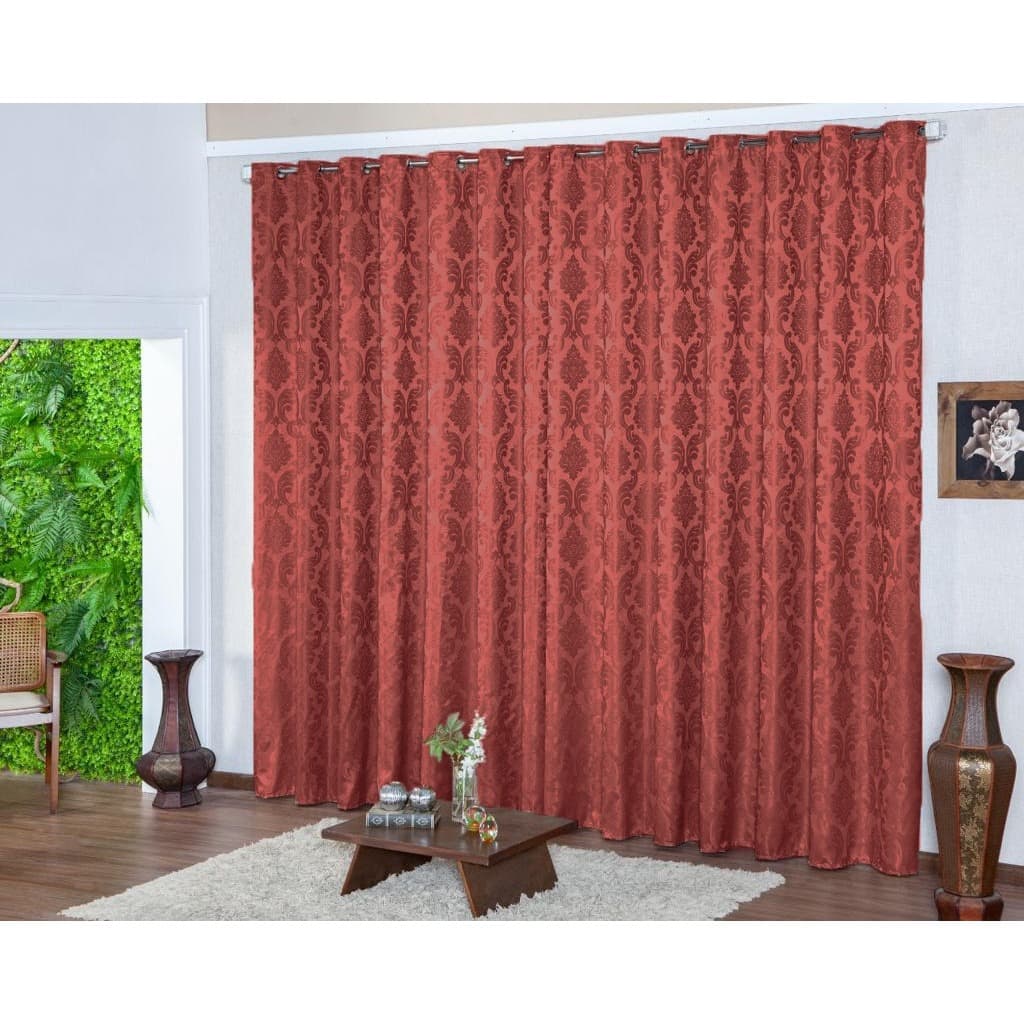 Cortina Jacquard Sala E Quarto 4.00 X 2.70mts Varão Simples 28mm