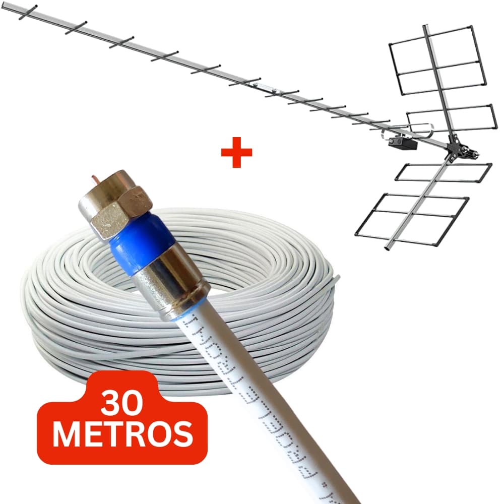 Antena Tv Digital Externa Yagi 4k Prohd-1118 hdtv Alta Ganho de sinal e Potencia 18 Dbi  10-15-20-25-30 metros cabo rg6