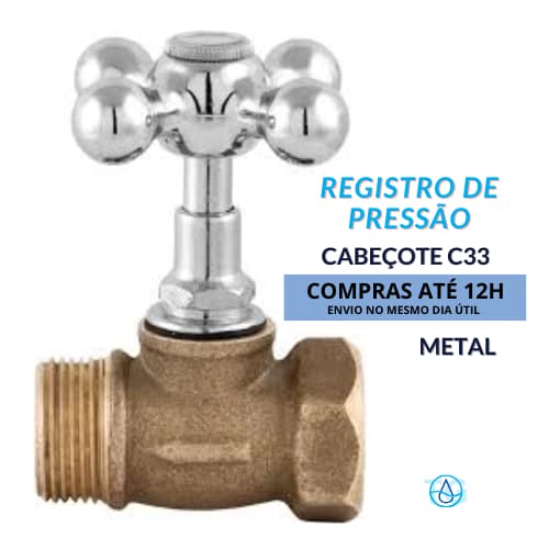 Registro De Pressão Para Chuveiro Completo em Metal Padrão Deca 3/4 Base e Cabeçote em Metal C33