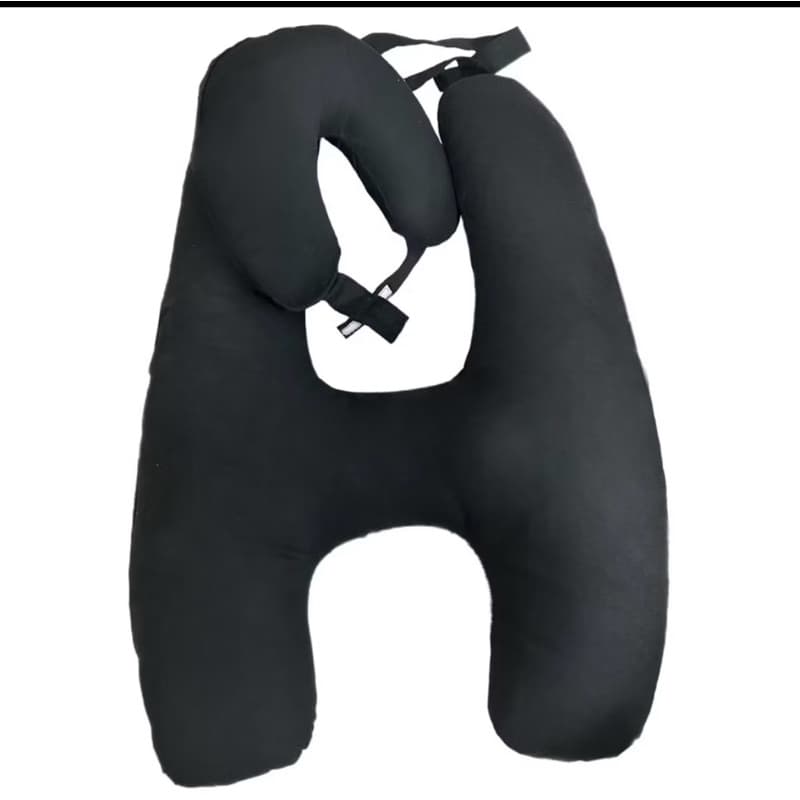 Almofada Em Forma H Adulto E Infantil Com Apoio Pescoço Descanso Para Viagens Cor Preto