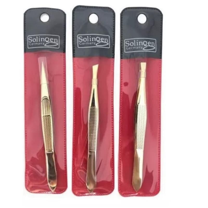 Kit 3 Pinças Solingen Para Designer De Sobrancelhas (Chanfrada + Agulha + Reta )