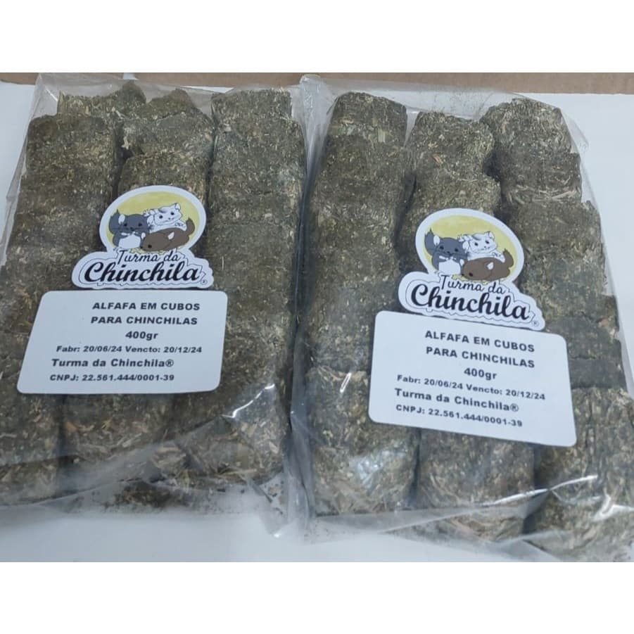 KIT 40 - Dois pacotes de Alfafa em Cubo Turma da Chinchila