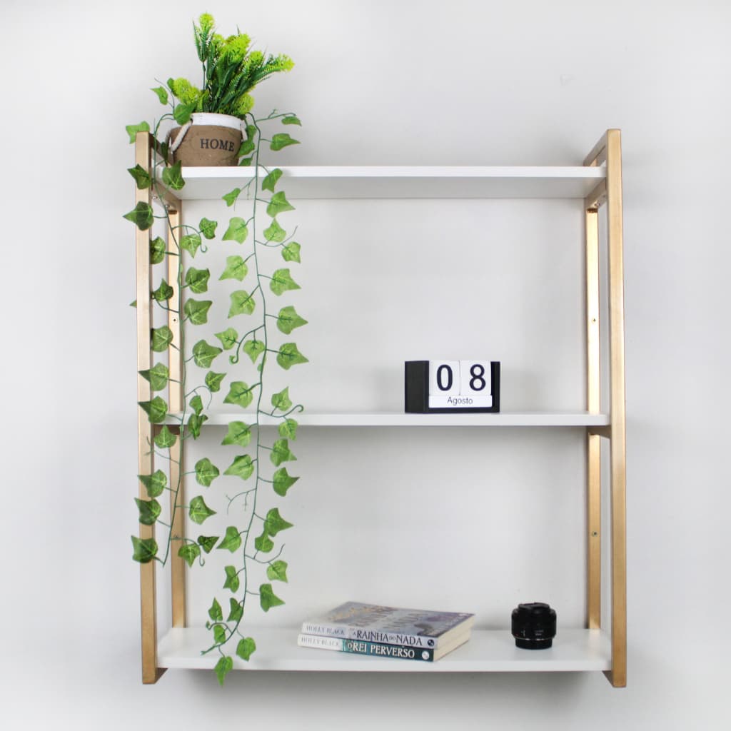 Prateleira Industrial de Parede Ferro Kit 3 Estante Suspensa Decorativa para Sala e Salão de Beleza