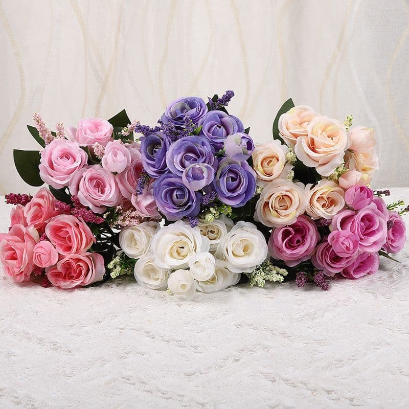 Buquê de flores artificiais enfeites de mesa e casamentos com 6 cabeças - FR 897