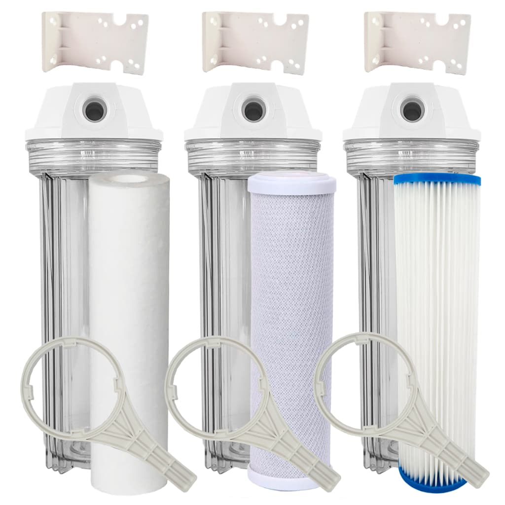 Kit 3 Estágio Filtro Agua Pura Cavalete Entrada Caixa Pia
