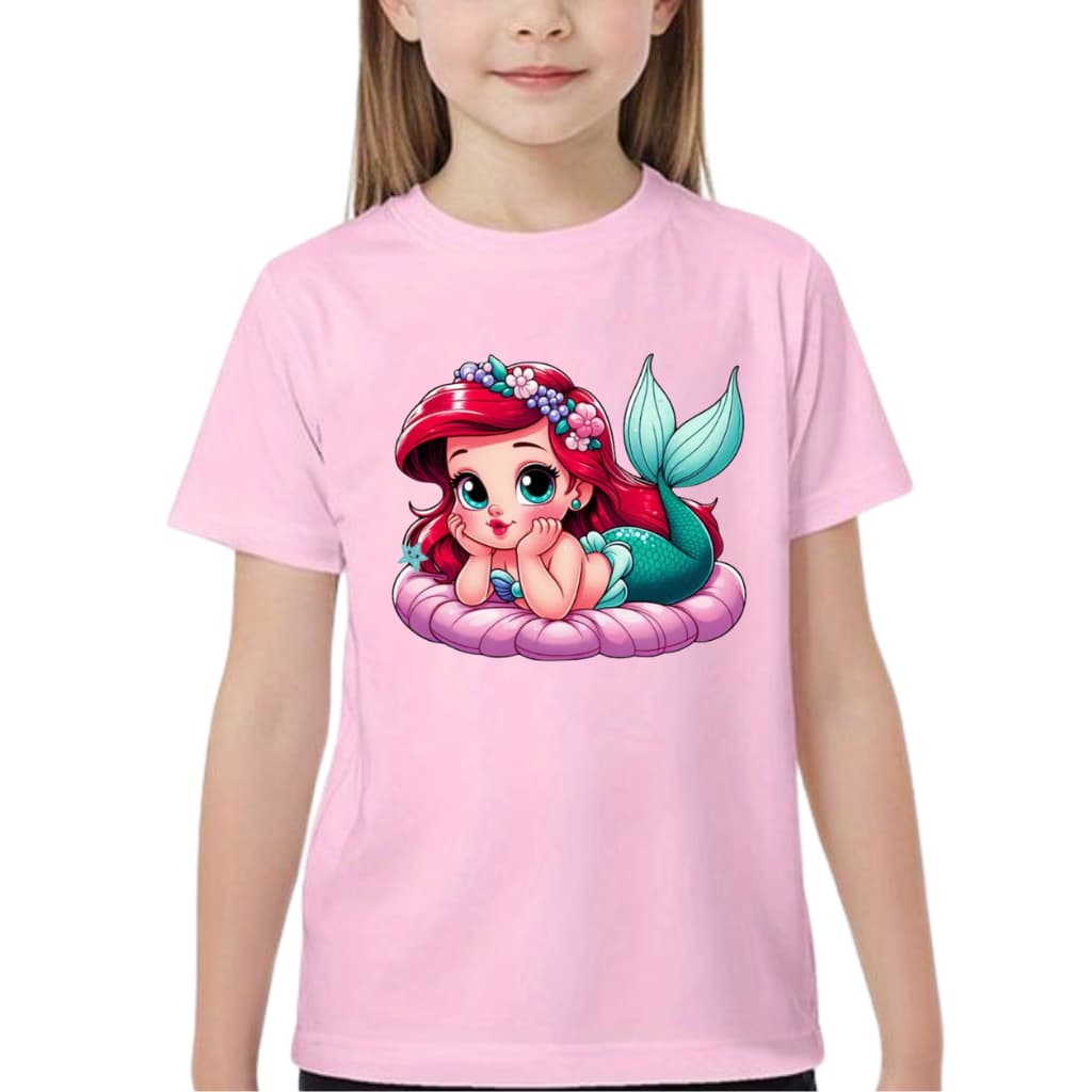 CAMISETA CAMISA BLUSA INFANTIL JUVENIL ARIEL PEQUENA SEREIA DESENHO ANIMADO PRINCESA FUNDO DO MAR