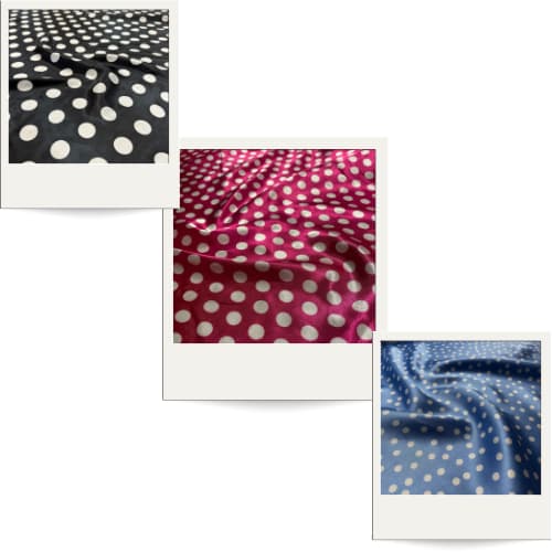 Tecido Cetim Estampado Bolinhas 1,40m Para Vestidos e saias de cetim