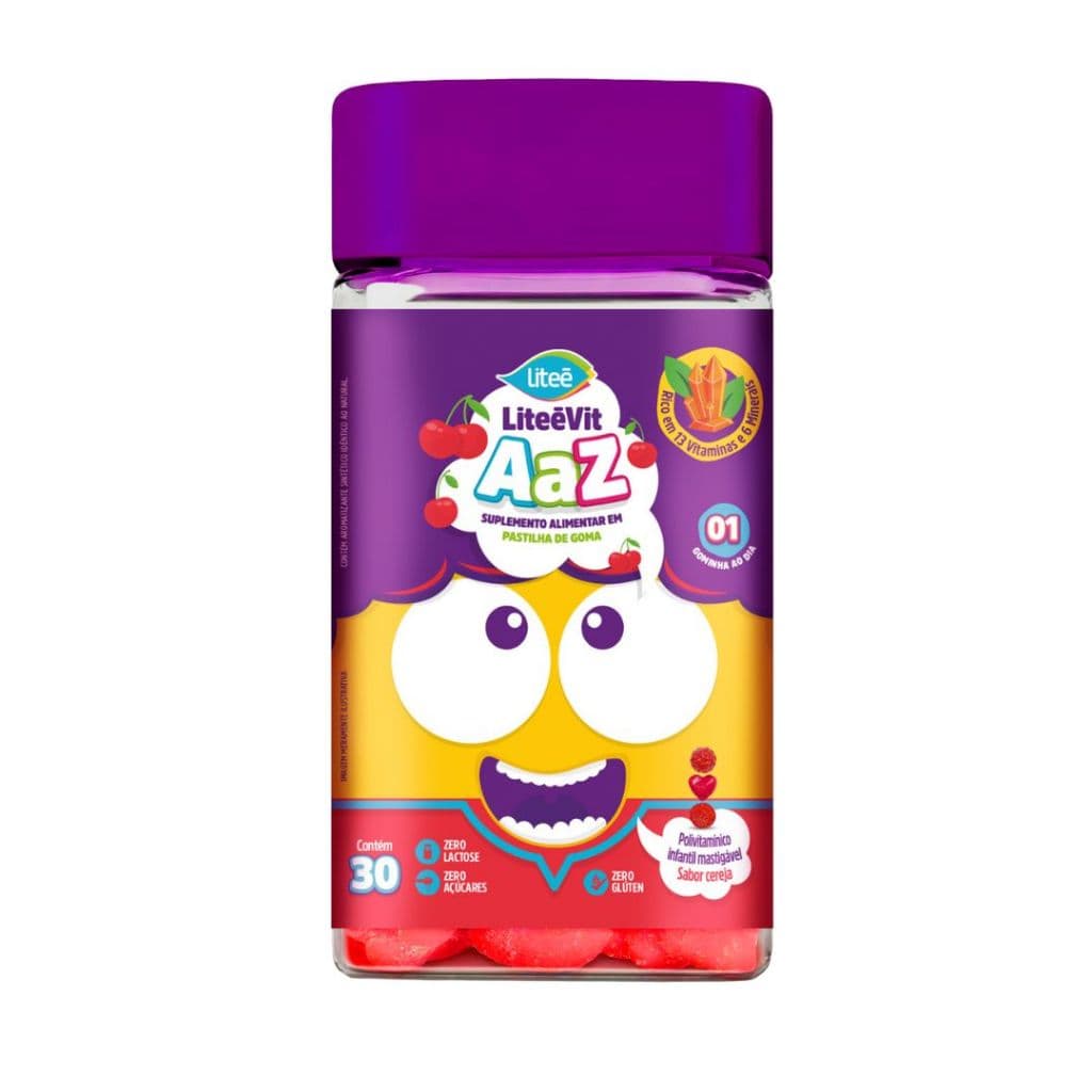 LiteeVit Gummy Kids | Polivitamínico mastigável sabor cereja | Apenas 1 goma ao dia | Litee Farma