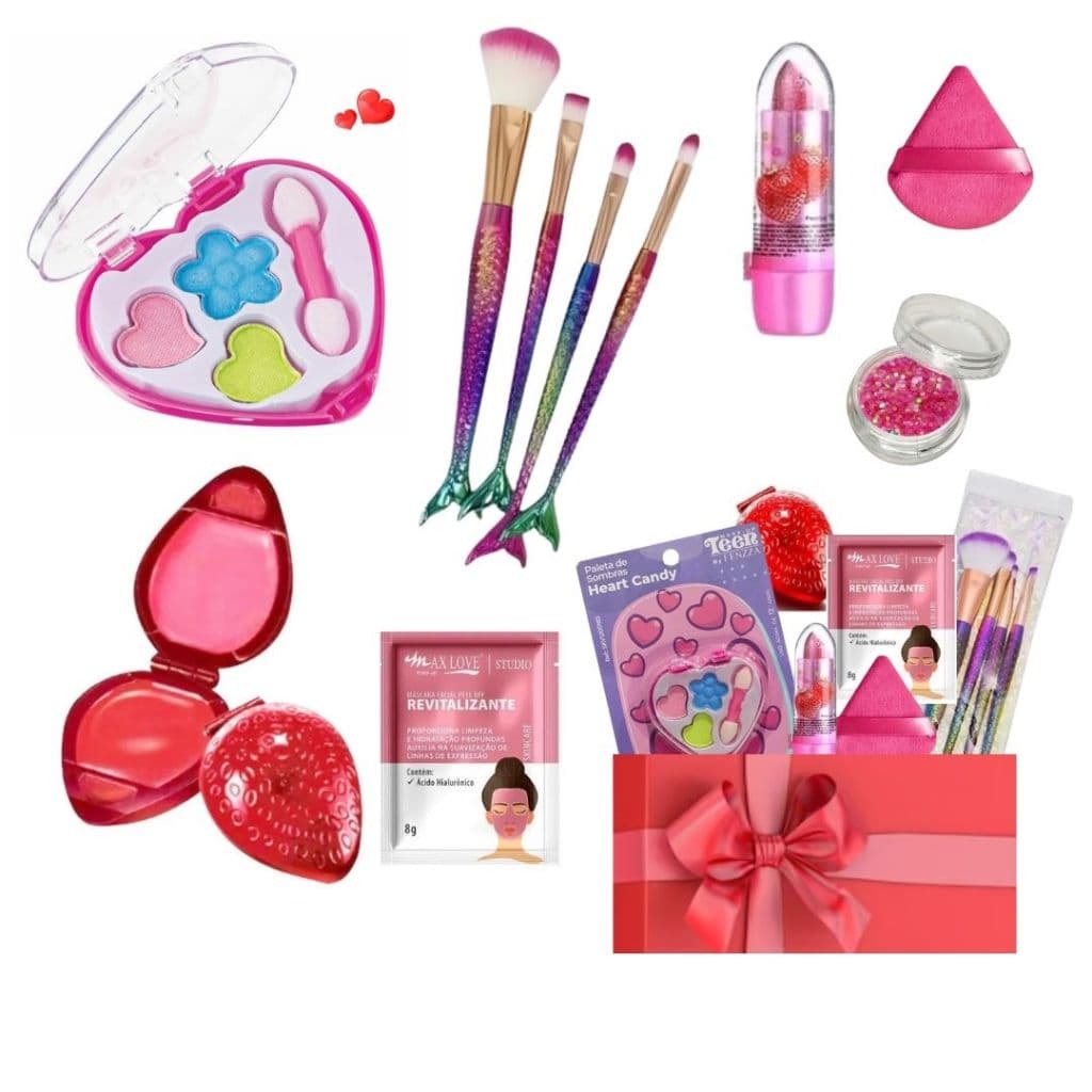 Kit de Maquiagem Infantil Completo 12 Itens