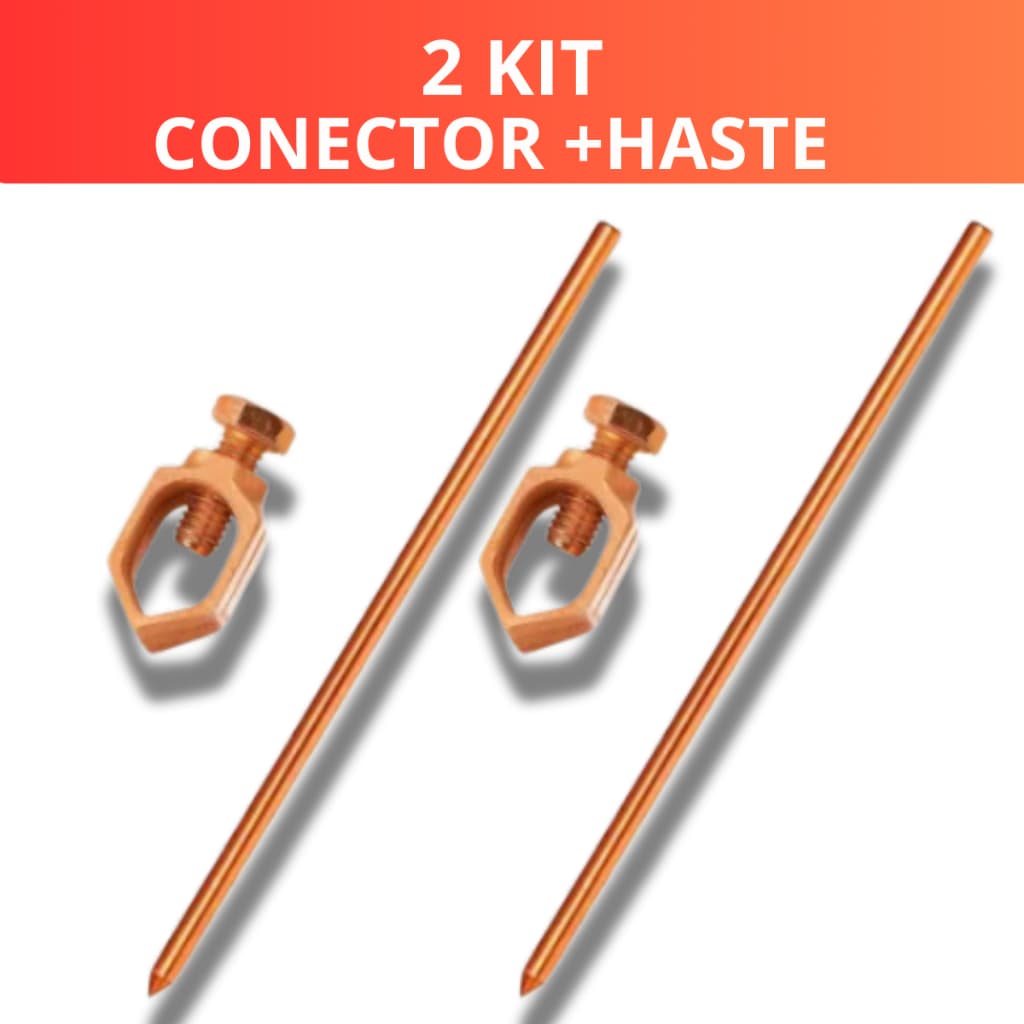 2 HASTE TERRA 10mm x1,2mt  + 2  CONECTOR TERRA