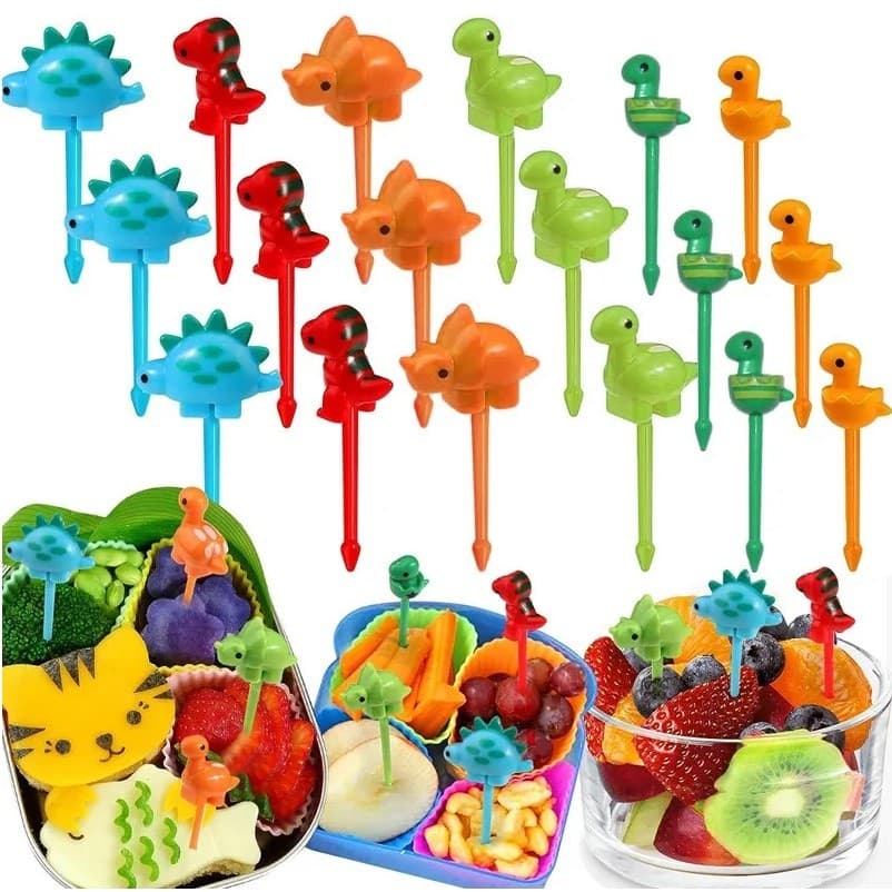 Palitinhos Garfinhos Dinossauros Plástico Lancheira Introdução Alimentar