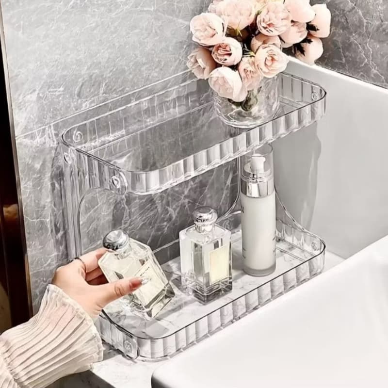 Organizador Multiuso Prateleira 2 Andares Maquiagem Cosméticos Banheiro Cozinha