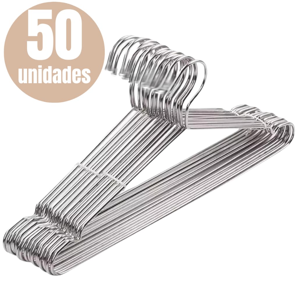 Kit 50 Cabide Tintureiro Metal Aço Cromado Adulto Resistente Atacado Premium