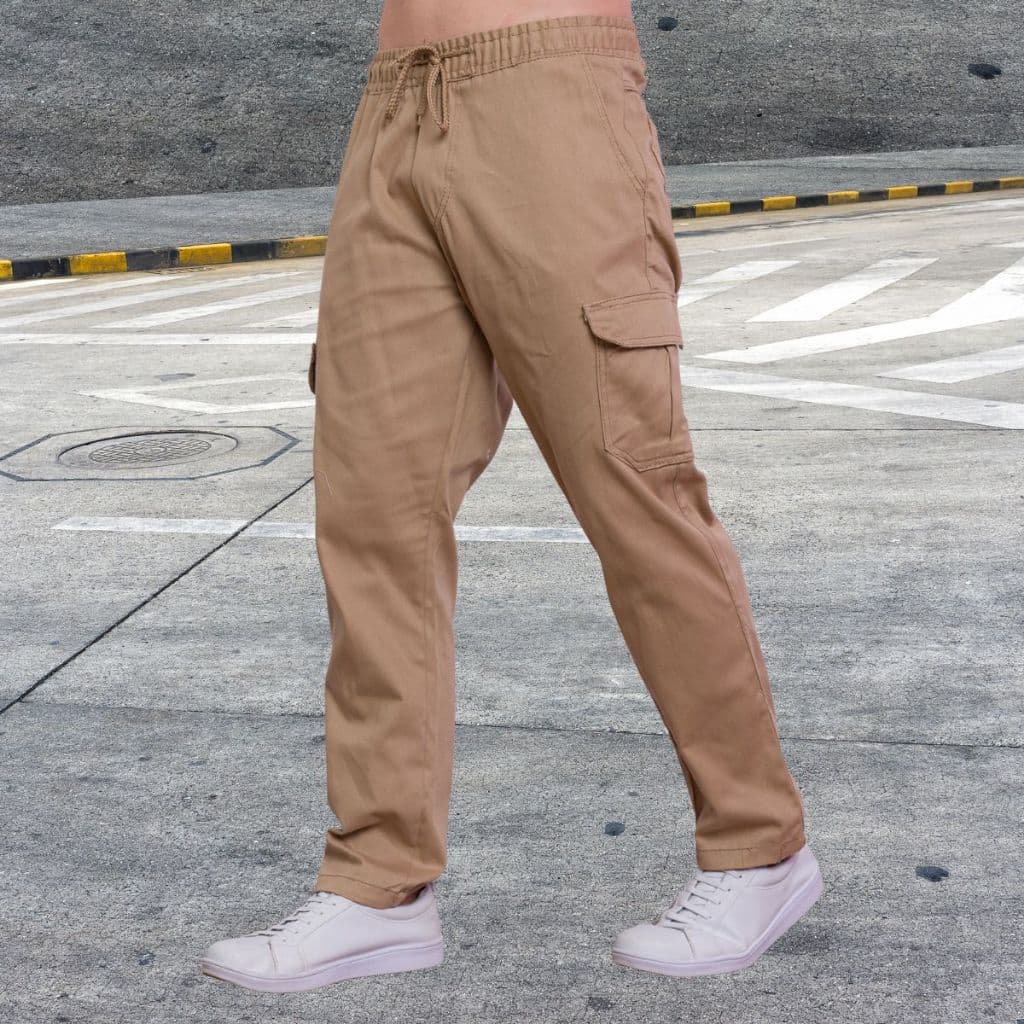 Calça cargo masculina e feminina com 6 bolsos cordão largo punhos elásticos ajustáveis direto da fábrica