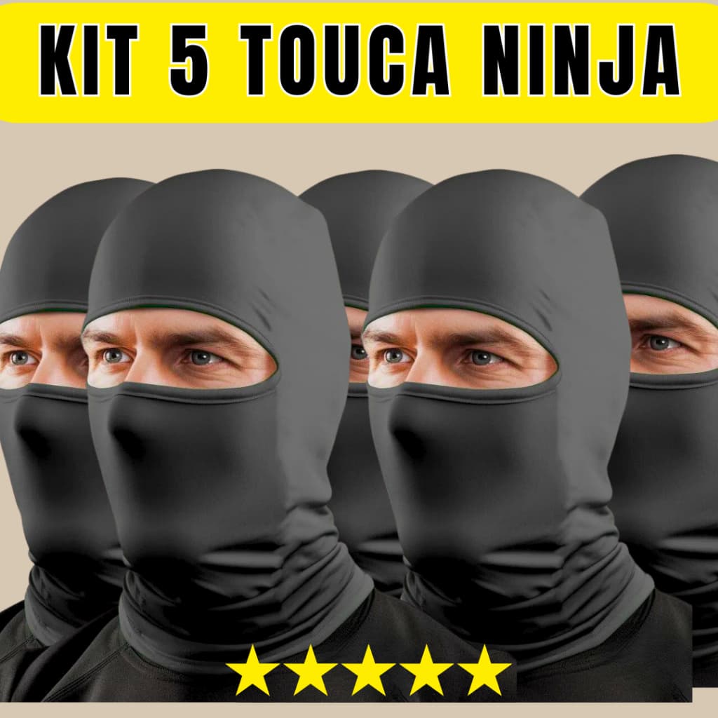 Kit 5 Touca Ninja Balaclava Toca UV+50 Proteção Solar Térmica Motoqueiro Motoboy touca preta