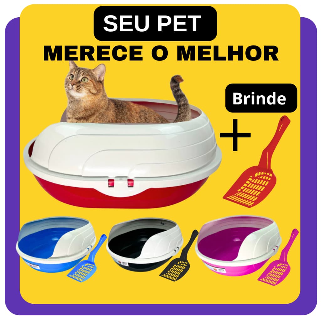 Caixa de Areia Sanitária Bandeja Higiênica Furba Prime Com arco para Gatos FURAÇÃO PET