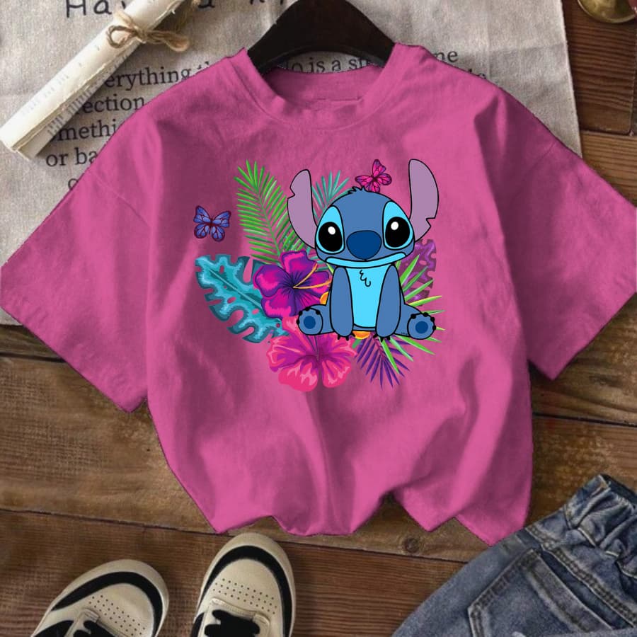 Camiseta Menina Over Estampa Exclusiva Stich Tamanho 1 ao 16