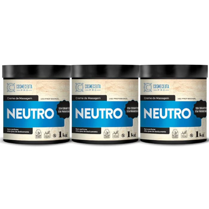 Creme de Massagem Neutro 1kg Cosmeceuta 3 Unidades