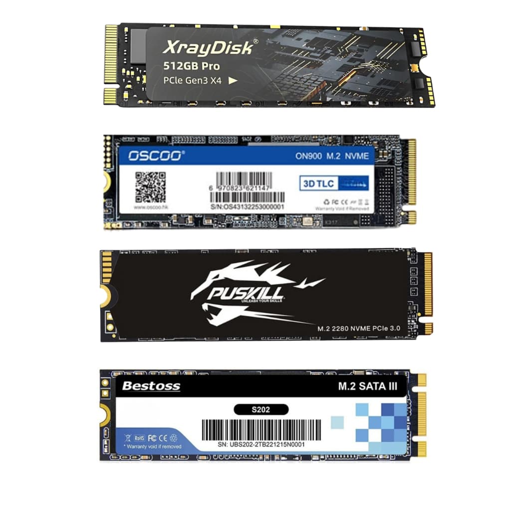 SSD M.2 Nvme ou M.2 Sata 120GB 128Gb 240GB 256GB 480GB 512GB 960GB 1TB Xraydisk Goldenfir OSCCO Kingspec Bestoss Acos