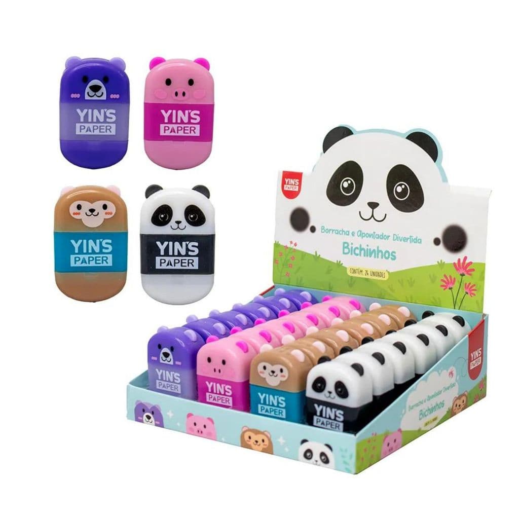 Apontador com Depósito e Borracha Bichinhos