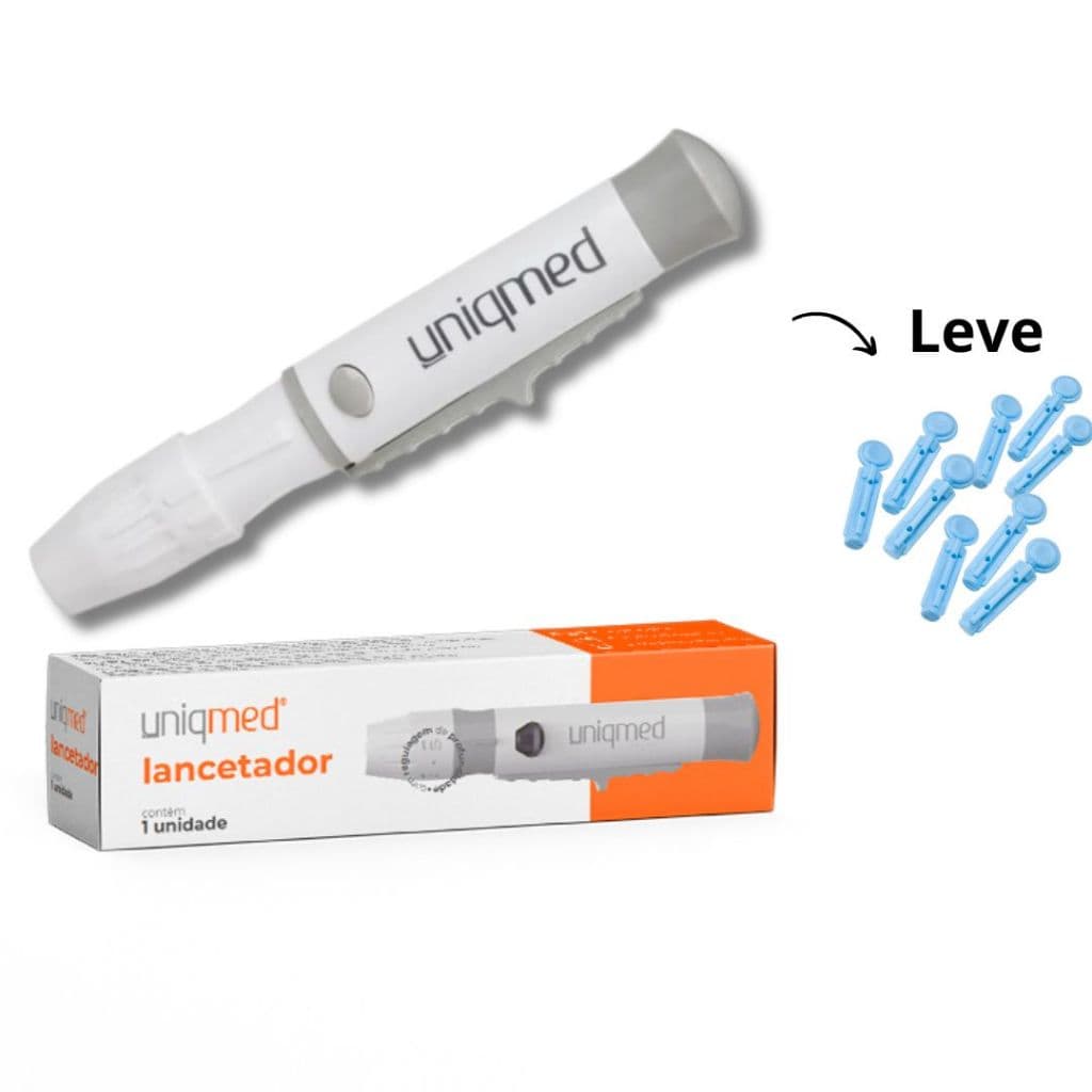 Caneta Lancetadora Universal Uniqmed Com 10 Lancetas Glicose Diabetes