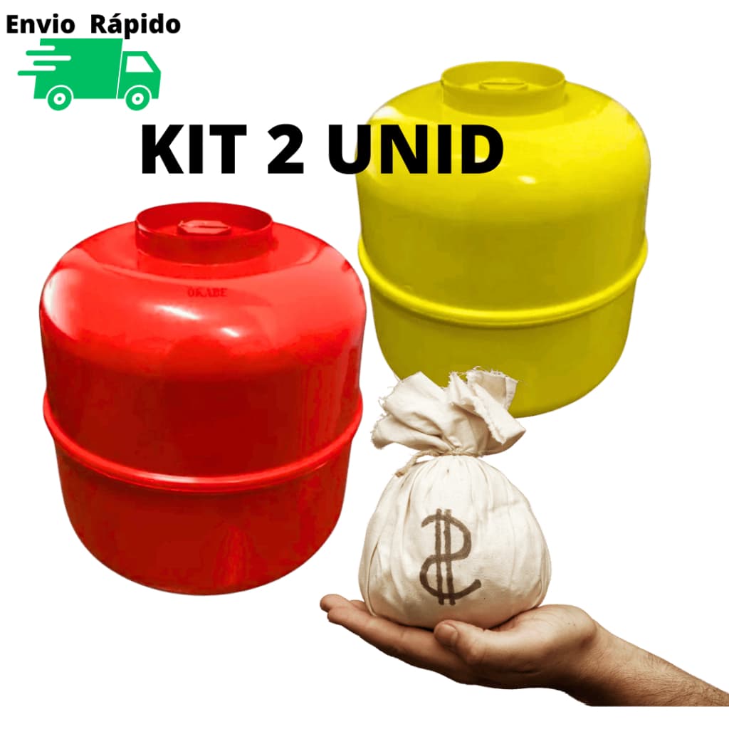 Kit Cofrinhos Botijão 17cm Cofre Plástico Grande Resistente Moedas Nota Para Criança Adulto com 1/2