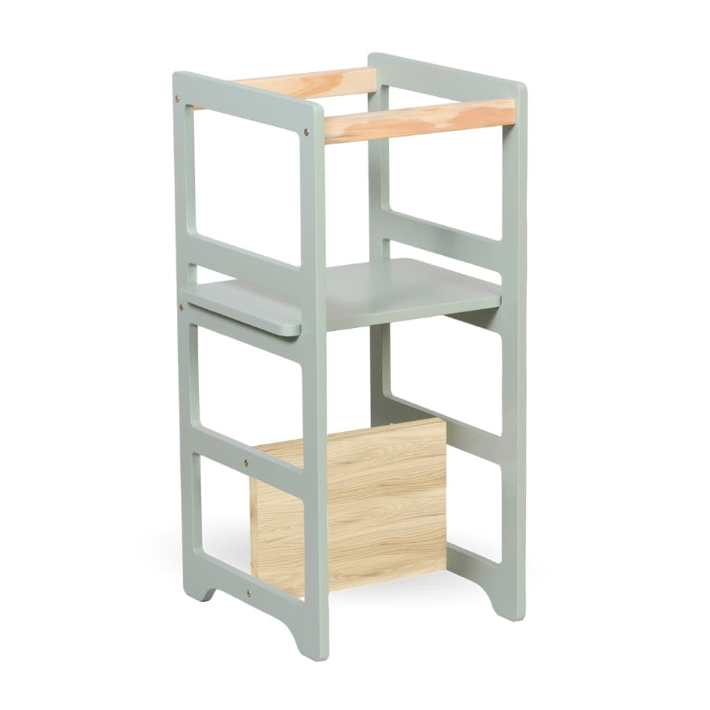 Torre De Aprendizagem Montessori 4 Em 1 Laqueada Verde Chá