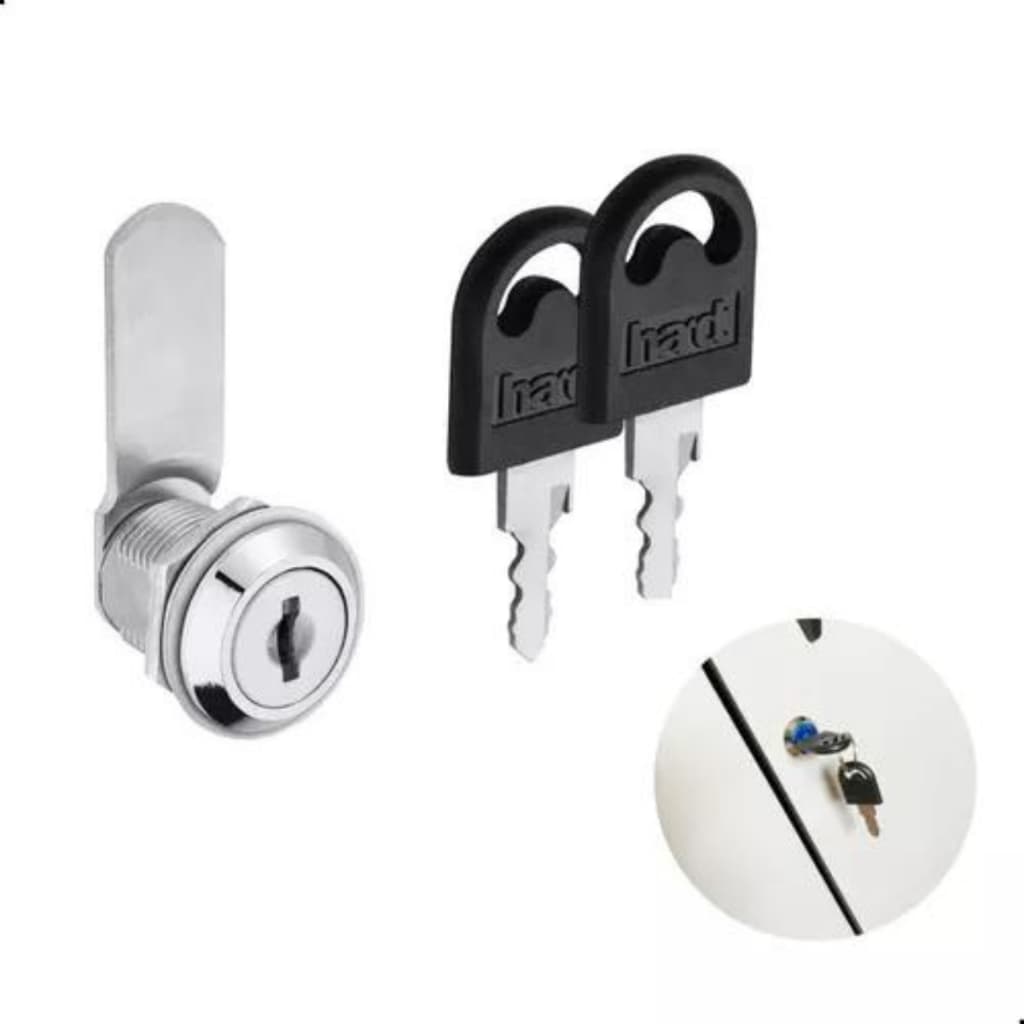 Fechadura de Aço Cromado para Móveis Gaveta 19x20mm Hardt - Com Chave, Porta e Armário