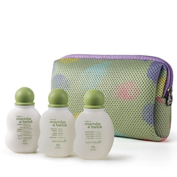 Natura kit Miniatura Mamãe e Bebê Presente Colônia + Sabonete Liquido + Hidratante + Necessaire
