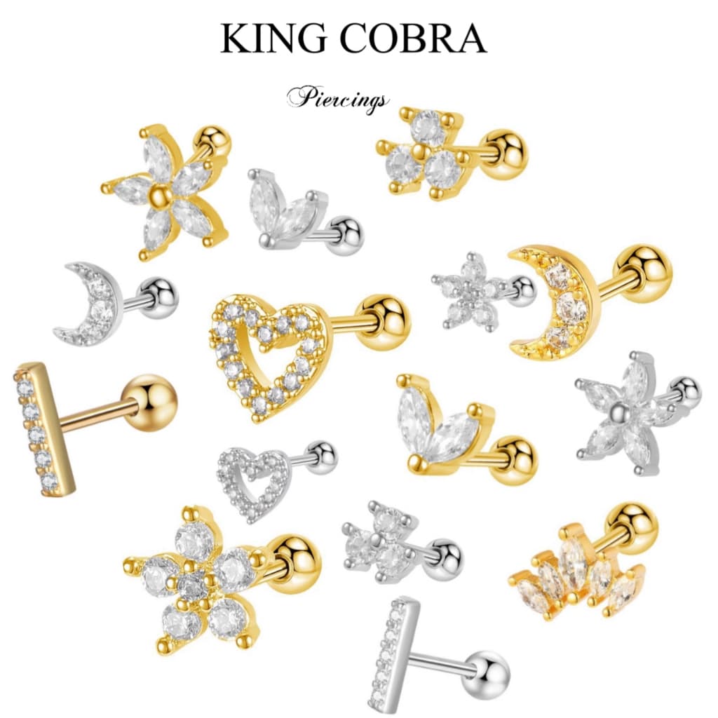 Piercing orelha Aço Cirúrgico inox tragus cartilagem zircão Zircônia / Helix, Flat, Conch, Tragus, Lóbulo KB2 -1 unidade