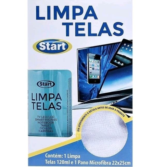 Produto Limpa Tela  Kit Limpa Tela 120ml + Pano Microfibra de celular Tv tablet notebook monitor