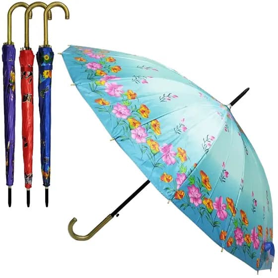 Guarda chuva de poliester automatico portaria 16 varetas cabo curvo 97cm