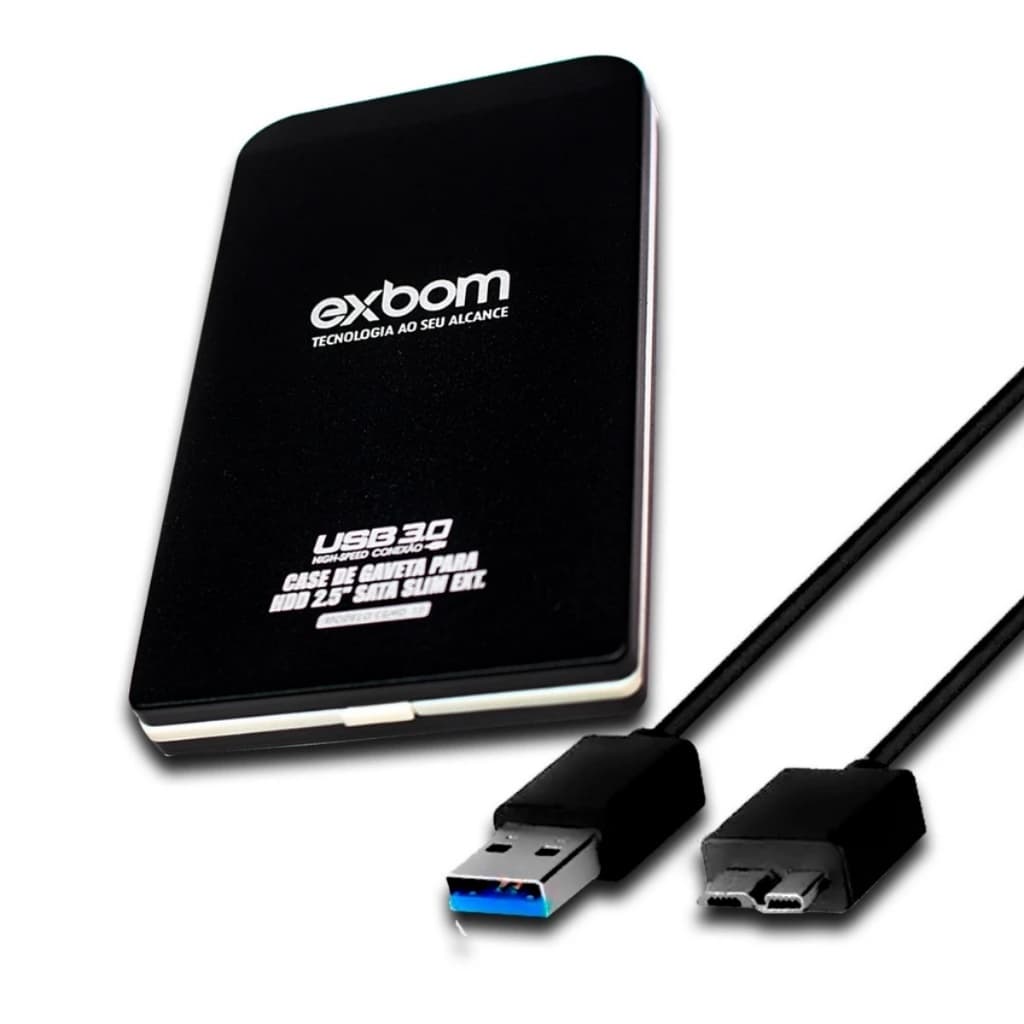 Case Slim Hd Externo Hdd 2.5 Sata Exbom Usb 3.0 Gaveta 3tb