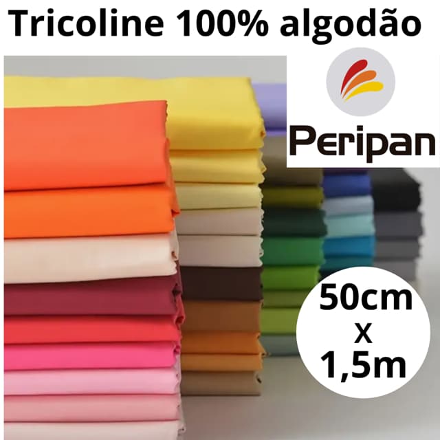 Tecido Tricoline PERIPAN Liso Várias Cores 100% Algodão 0,50 x 1,50m