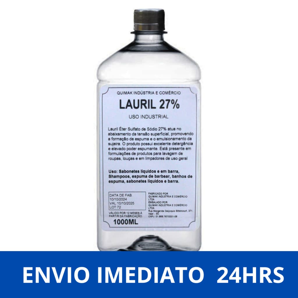 Lauril 27% Líquido - Sabonetes - Detergentes - Shampoo - PURO - ORIGINAL 1LT