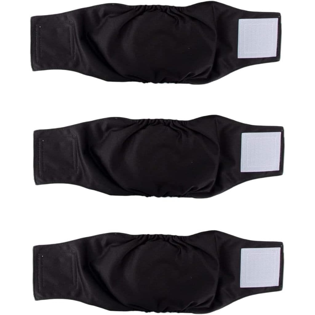 Fralda Reutilizável para Cachorro Macho - 3 Peças Duráveis e Laváveis Petting Is Caring (Preta)