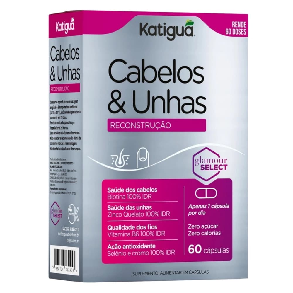 Cabelos E Unhas Reconstrução 60 Cápsulas SUPLEMENTO Katiguá