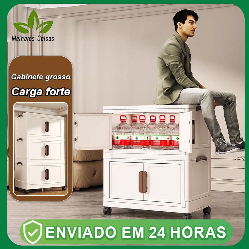 【Devolução gratuita】Armário multiuso Caixas De Armazenamento De Plástico com Tampa, Organizador Empilhável Do Armário