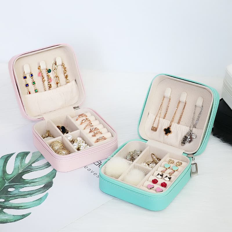 6/10 Peças Porta Joia De Bolsa Para Viagem Portátil caixa de armazenamento bolsa anel colar -Q1