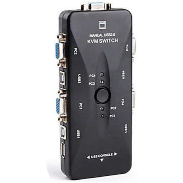 Chaveador KVM USB Switch VGA 4 Portas 4 PCs