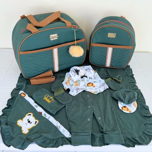 Kit Bolsa Mala Maternidade com Saída Maternidade e Manta de Bebê