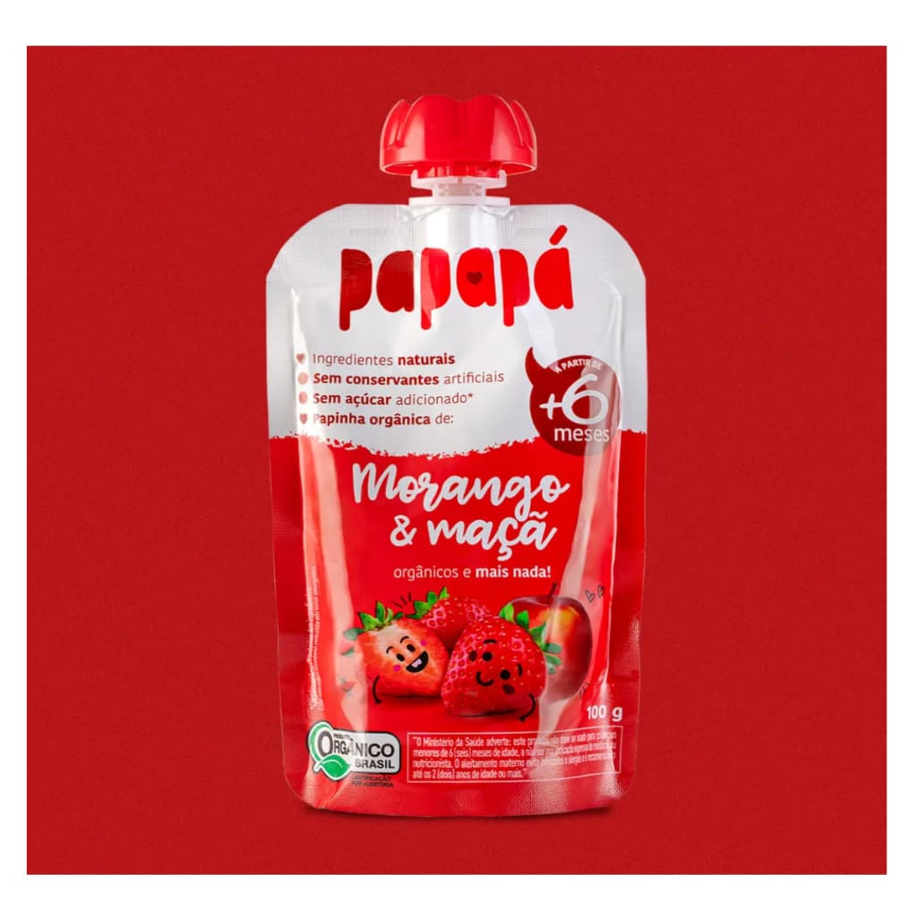 Papinha Squeeze Orgânica Papapá sabor Morango e Maça -  100g
