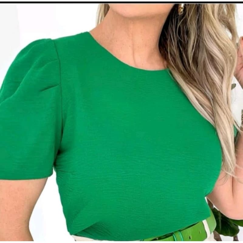 tecido duna bluza feminina manga bufante super elegante  soltinha moda verão