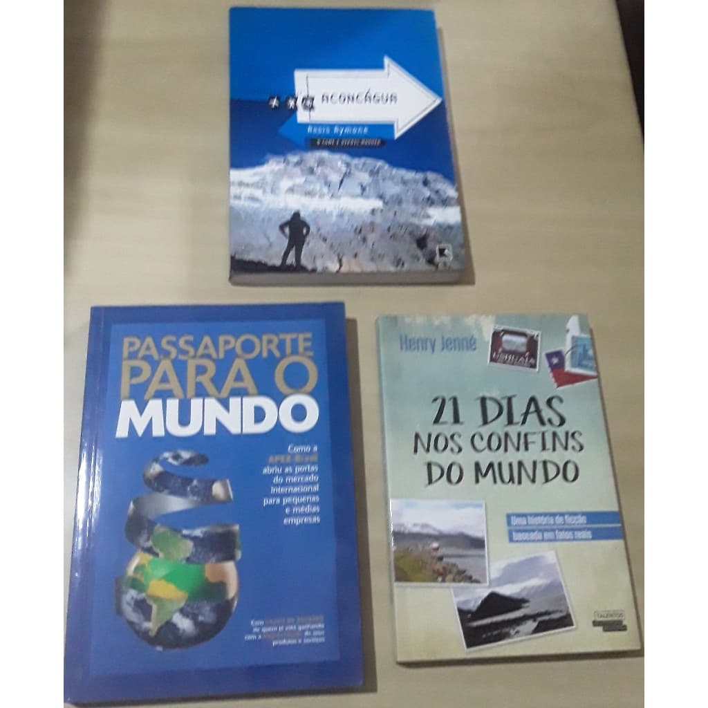 Livros Aconcágua Assis Aymone + 21 Dias Nos Confins Do Mundo Henry Jenné + Passaporte Para O Mundo - 03 Volumes