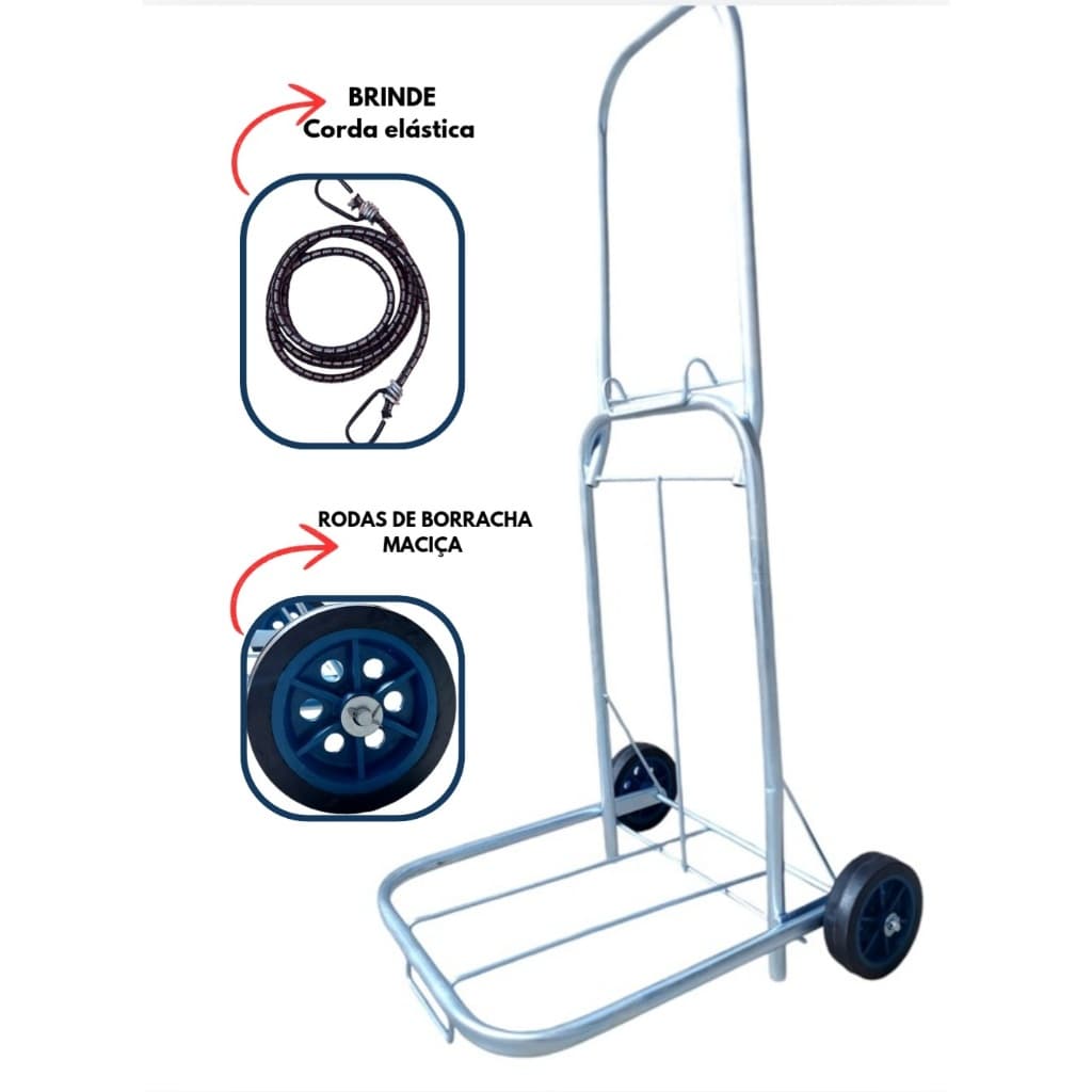 Carrinho de Carga Dobrável Suporta até 130 kg jumbinho  acompanha 1 corda Elástica.⁸