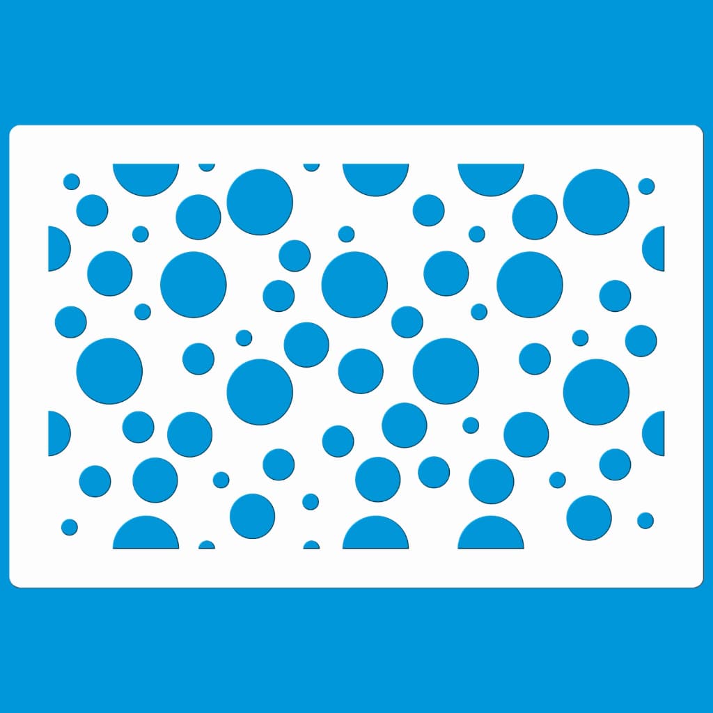 Stencil 12 X 18 Bolinhas Variadas Molde Vazado Pintura Tecido Mdf Madeira Parede Camiseta Pano Prato