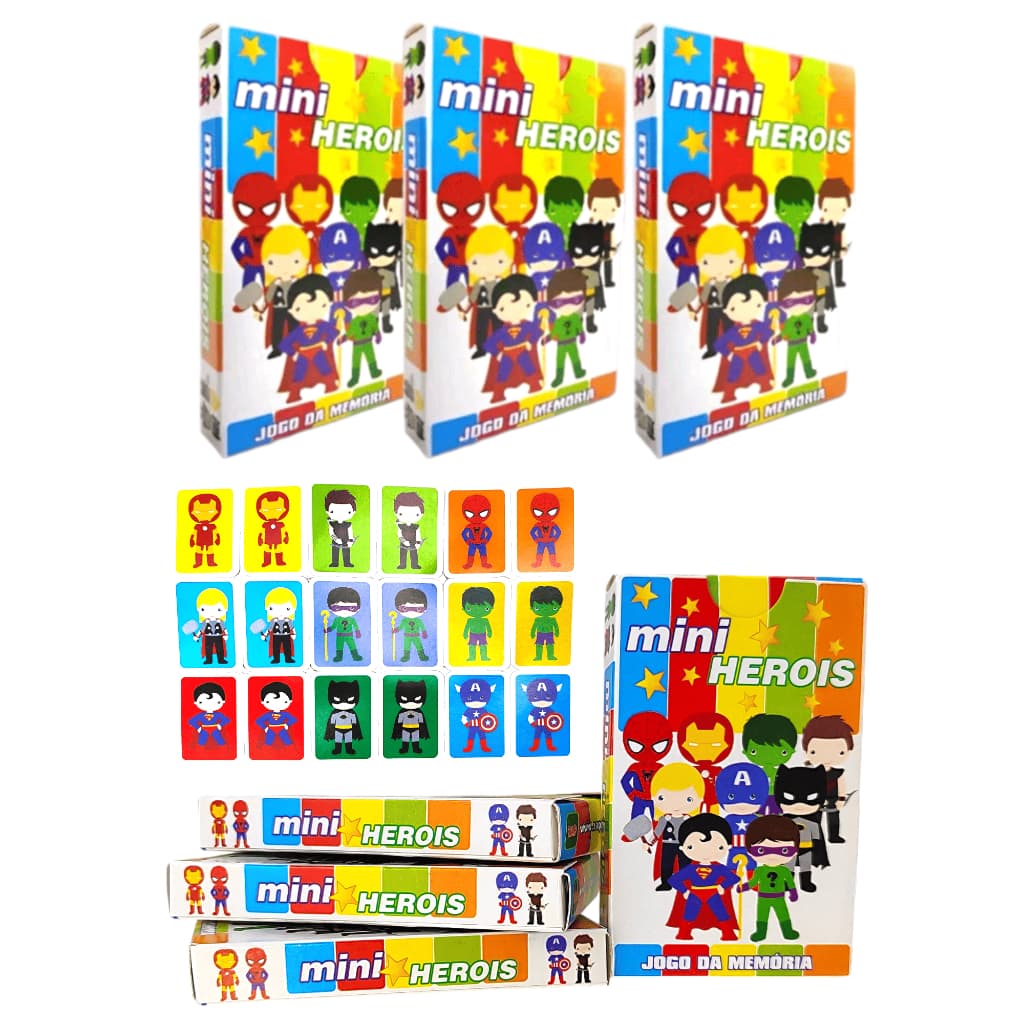 Kit 30 Jogo Da Memoria Mini Herois Infantil P/ Kit Festa Aniversario Lembrancinha Quermesse novo