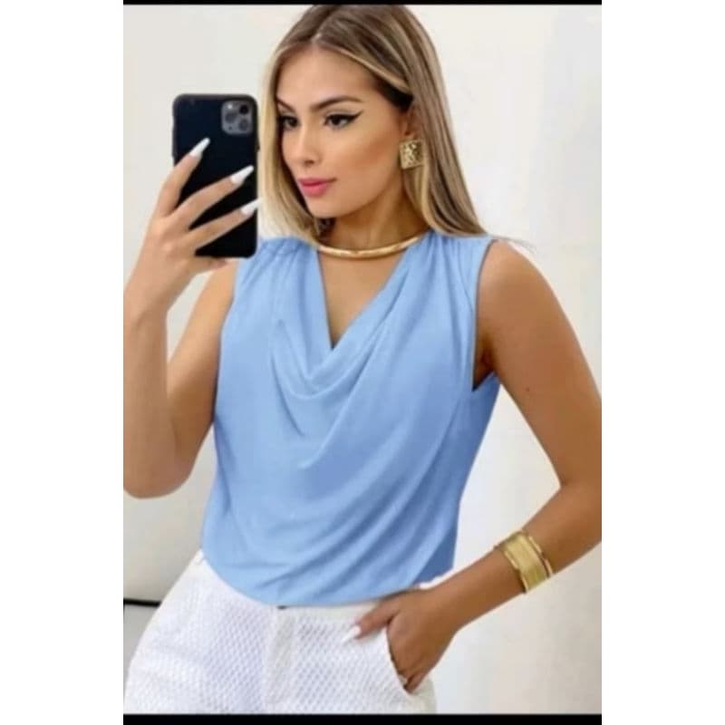 Regata Femenina Suplex Gola Bobagem Simples Para Verão